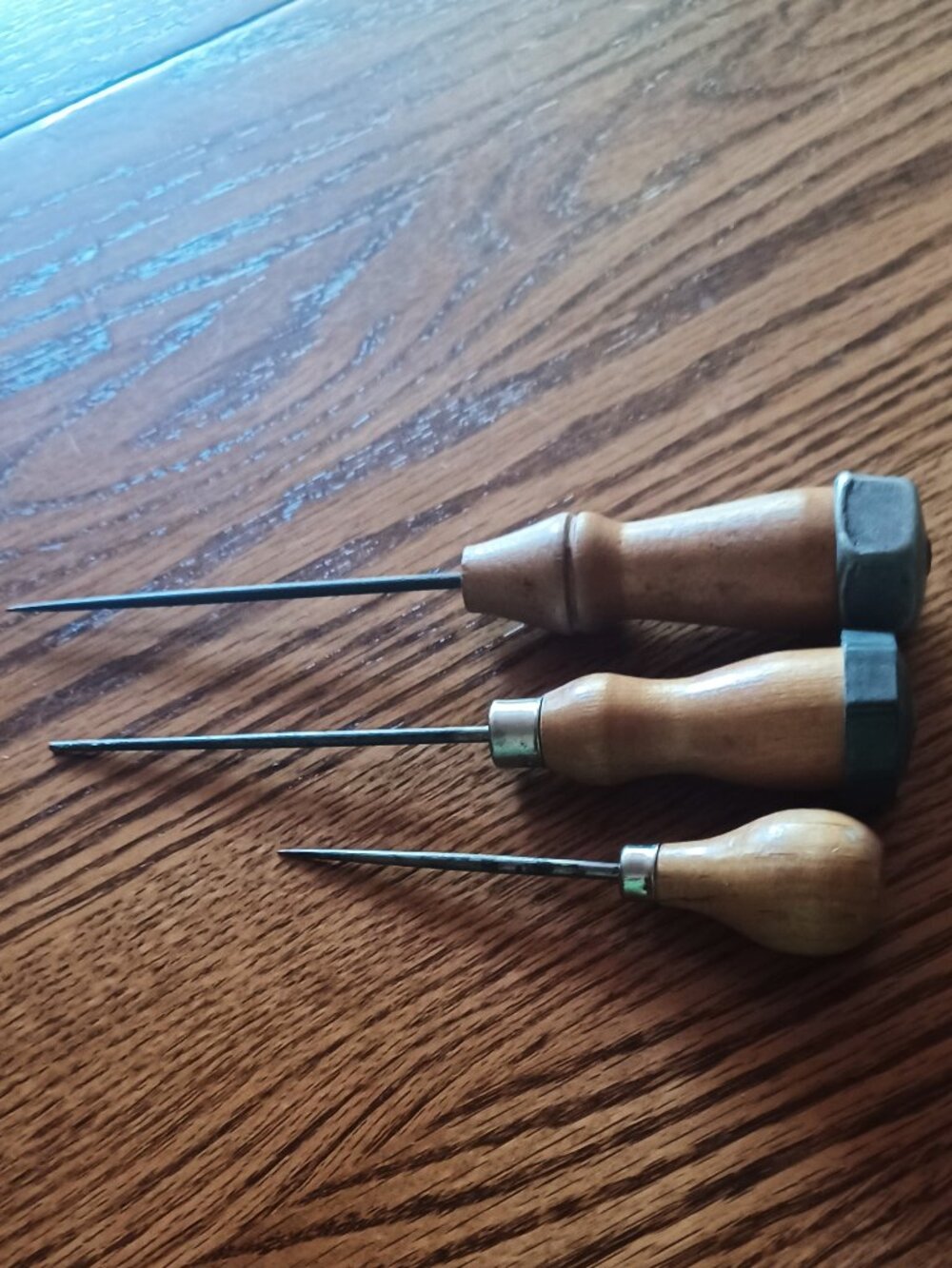 Lot of 3 Vintage Wood Handled Scratch Awls Woodworking Tool Collecting